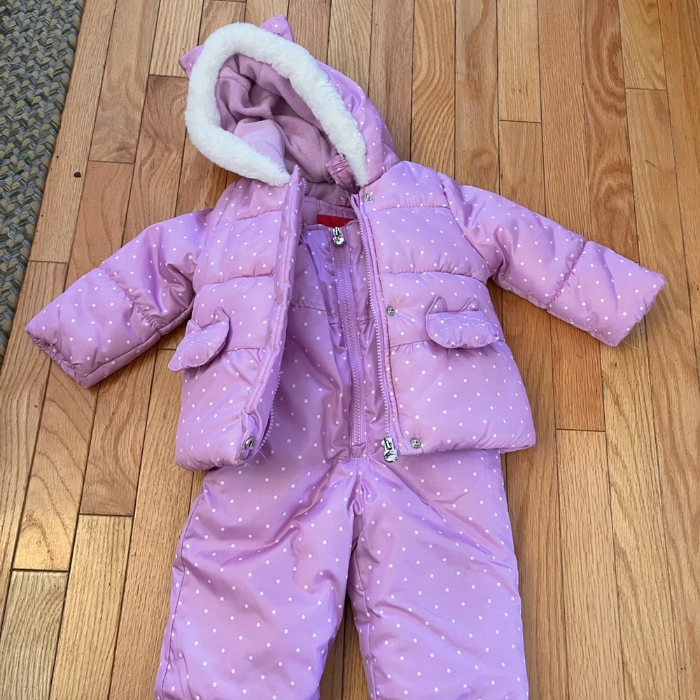 London Fog White and Purple Hooded Jacket with snow pants